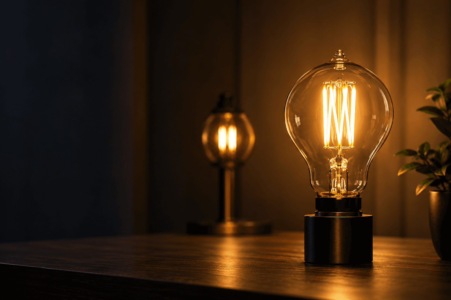 Glowing filament bulb
