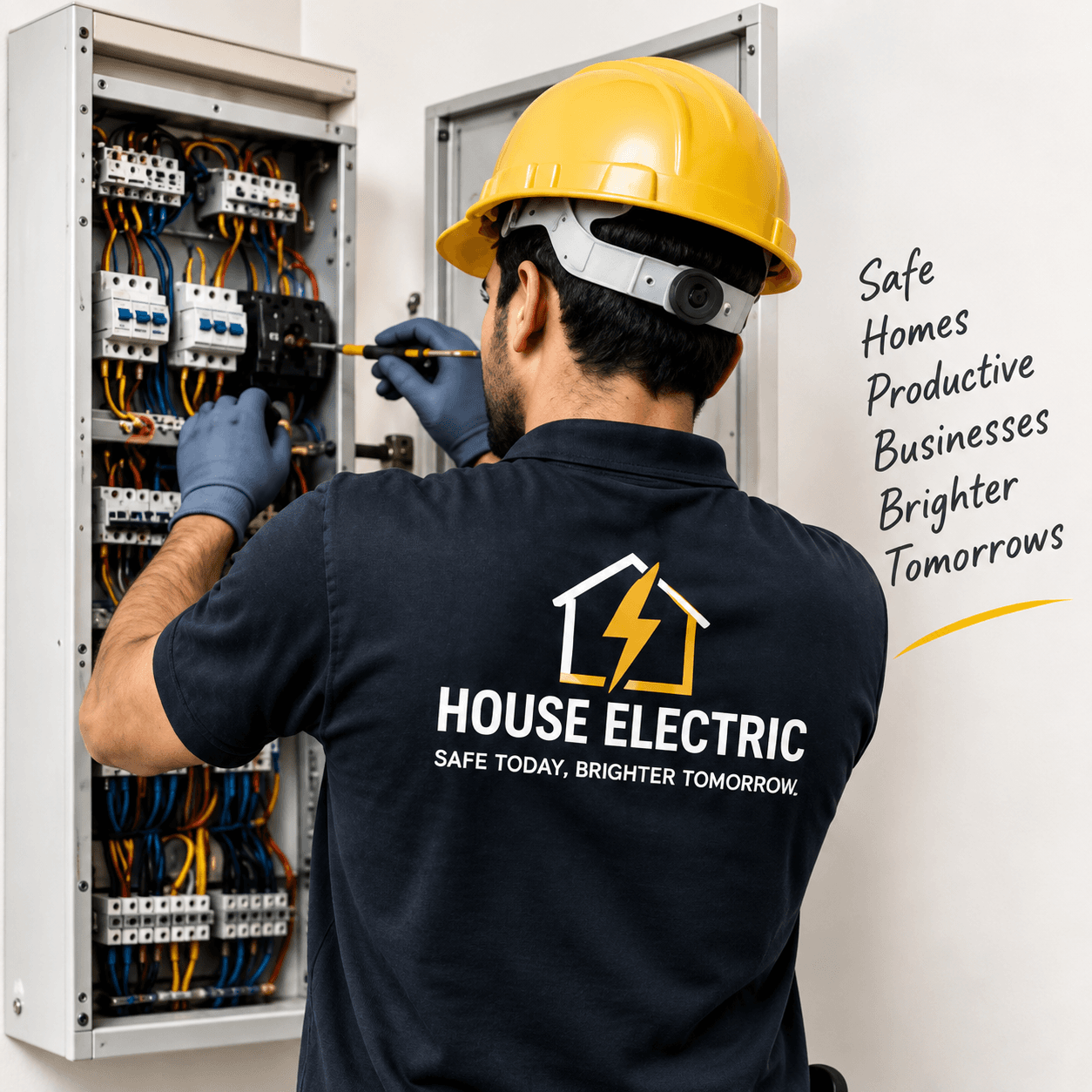 House Electric technician working on a distribution board